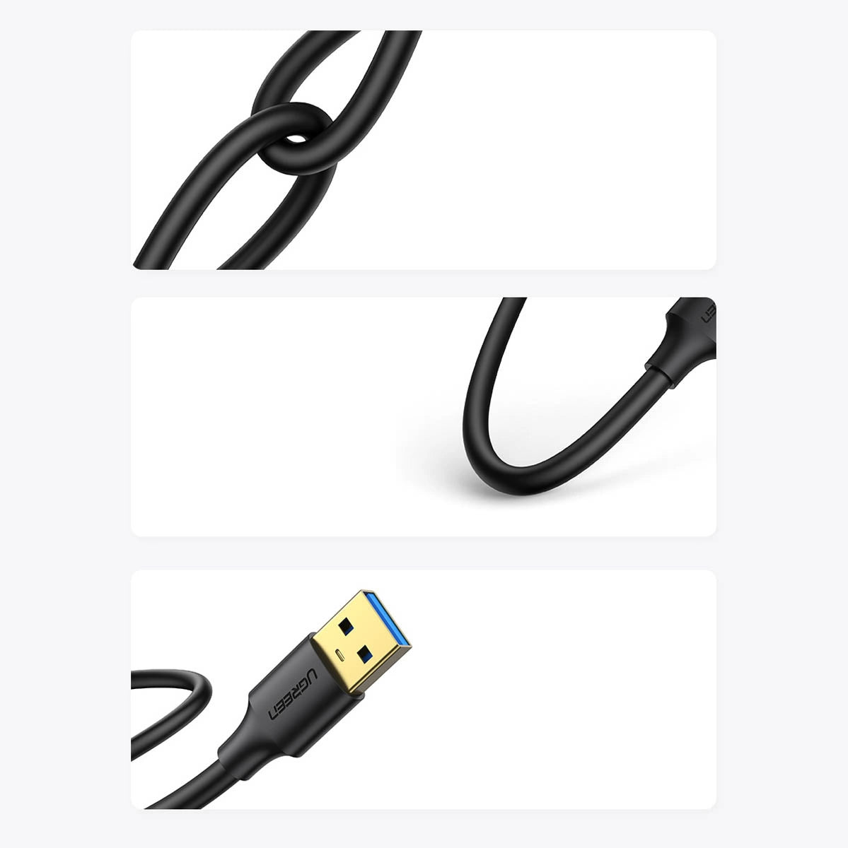 Ugreen US128 10369 USB-A 3.0 / USB-A 3.0 5Gb/s 0,5m kabel - sort