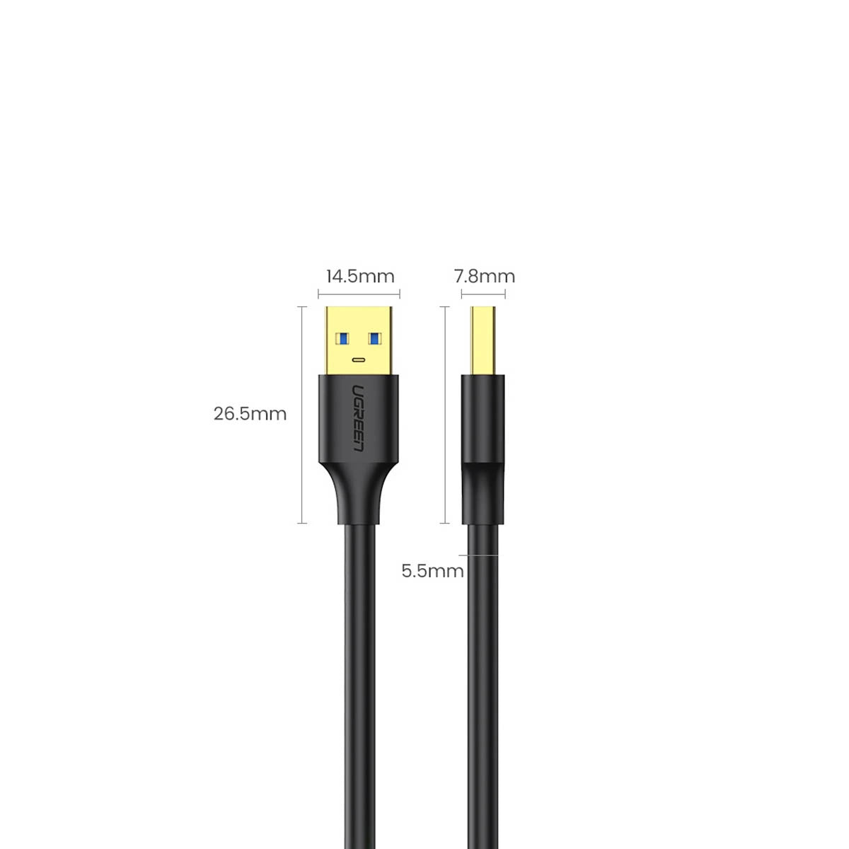 Ugreen US128 10369 USB-A 3.0 / USB-A 3.0 5Gb/s 0,5m kabel - sort