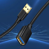 Ugreen USB-A (mandlig) - USB-A (kvindelig) adapter forlængelseskabel USB 3.0 5Gb/s 0.5m sort (US129)