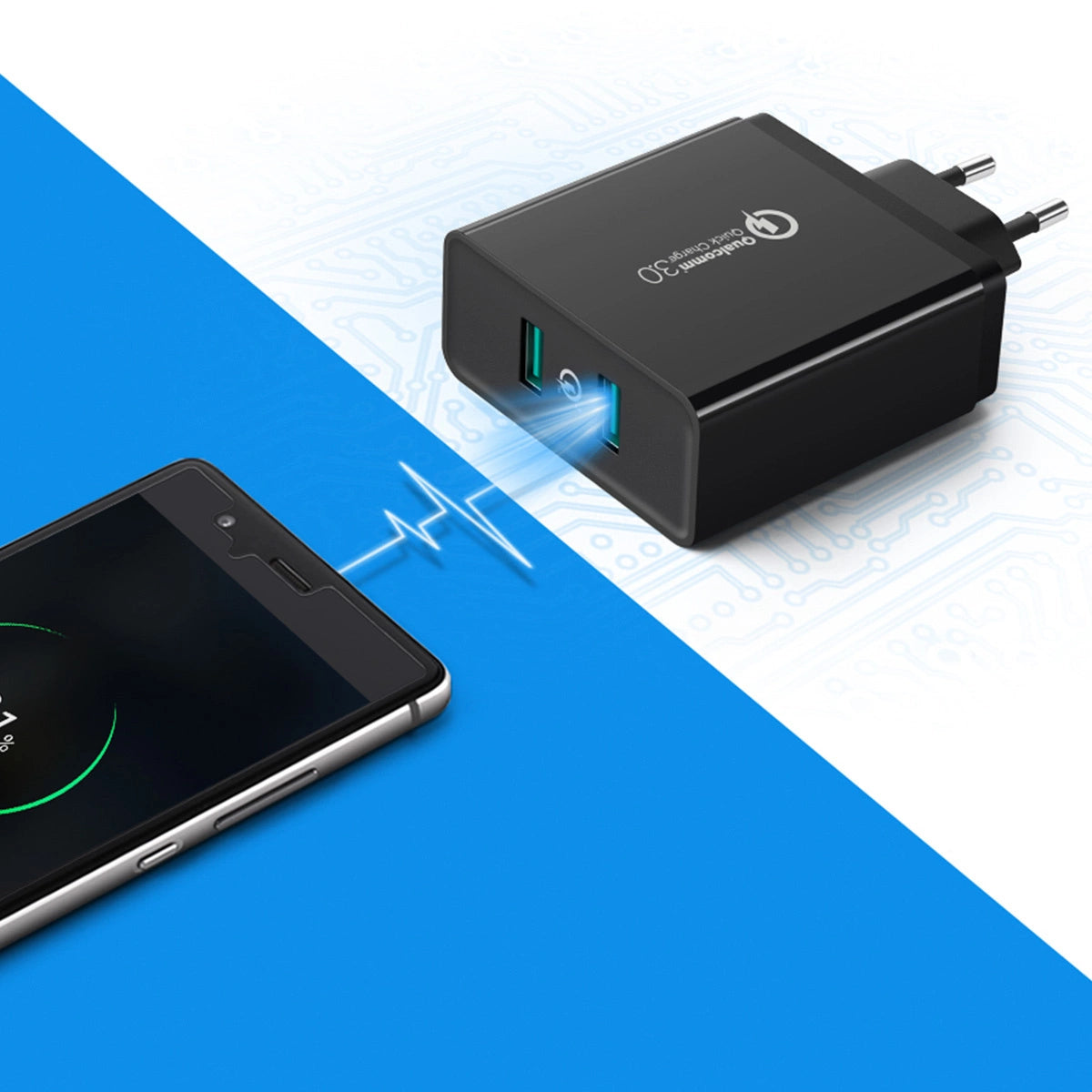 Ugreen oplader 2xUSB-A 36W QC3.0 sort (CD161)