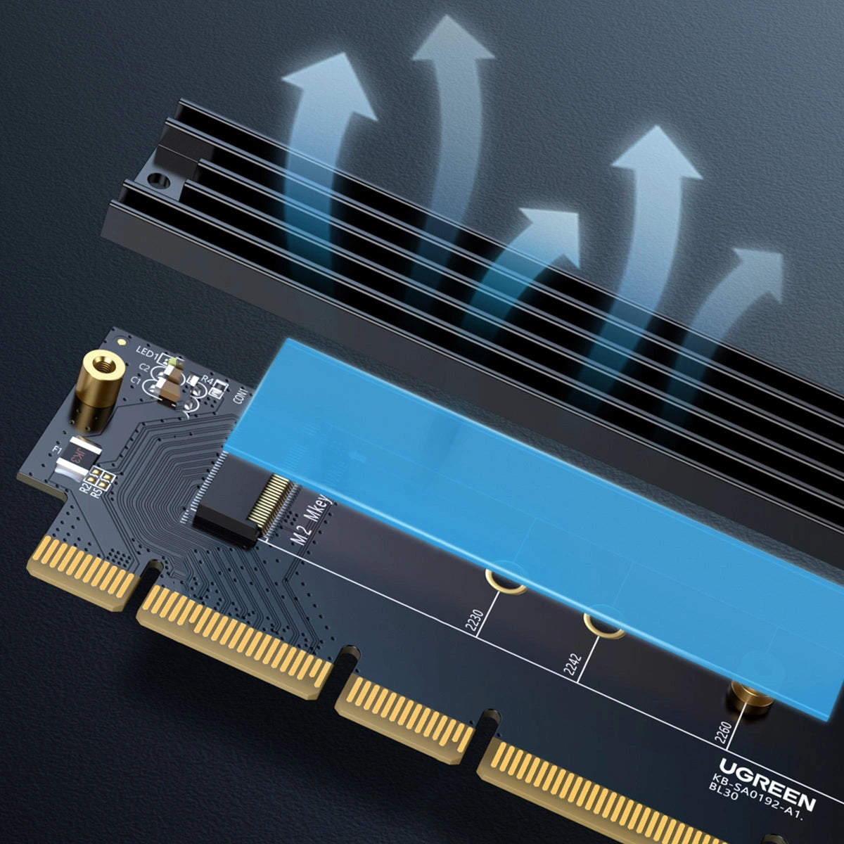 Ugreen CM465 PCIe 4.0 x4 til M.2 NVMe M-Key Expansion Card - sort