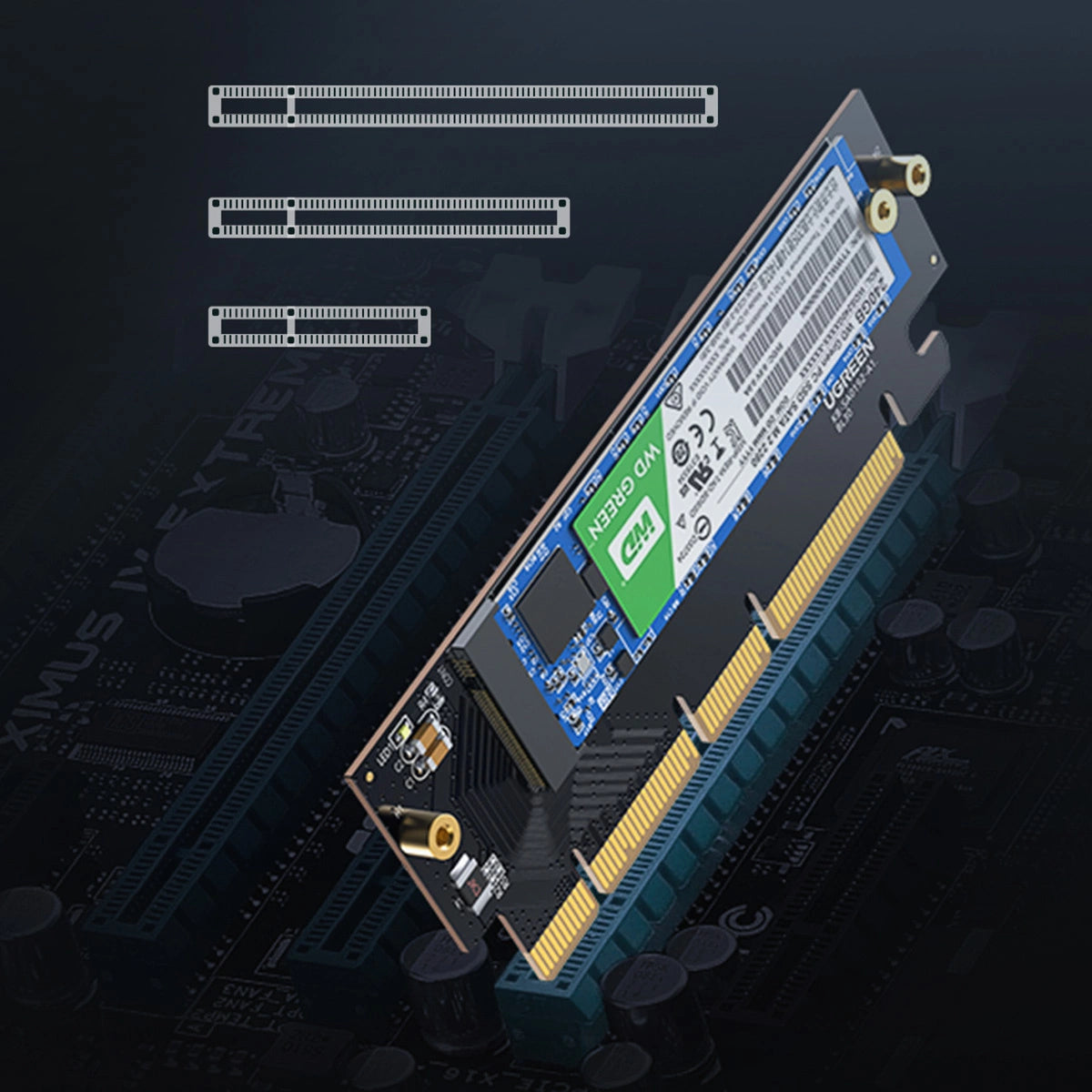 Ugreen CM465 PCIe 4.0 x4 til M.2 NVMe M-Key Expansion Card - sort