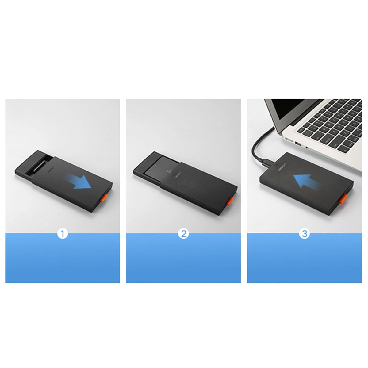 Ugreen SSD/HDD 2.5 og USB 3.0 SATA sort (CM237)