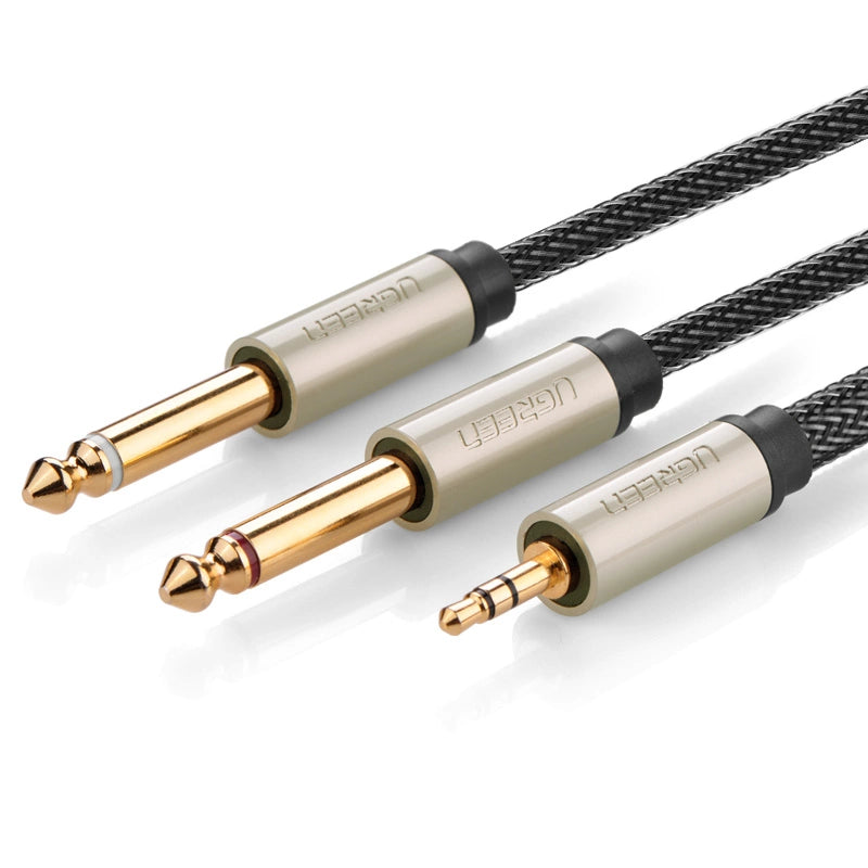 Ugreen audio kabel mini jack 3,5 mm - 2 x jack 6,35 mm 2 m grå (AV126)