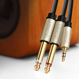 Ugreen audio kabel mini jack 3,5 mm - 2 x jack 6,35 mm 2 m grå (AV126)