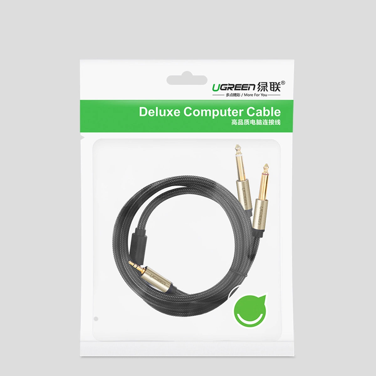Ugreen audio kabel mini jack 3,5 mm - 2 x jack 6,35 mm 2 m grå (AV126)