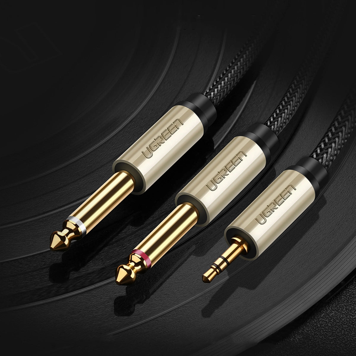 Ugreen audio kabel mini jack 3,5 mm - 2 x jack 6,35 mm 2 m grå (AV126)