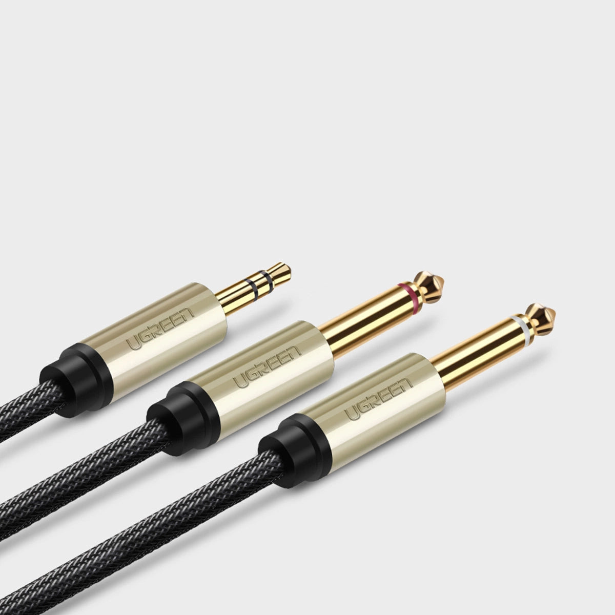 Ugreen audio kabel mini jack 3,5 mm - 2 x jack 6,35 mm 2 m grå (AV126)