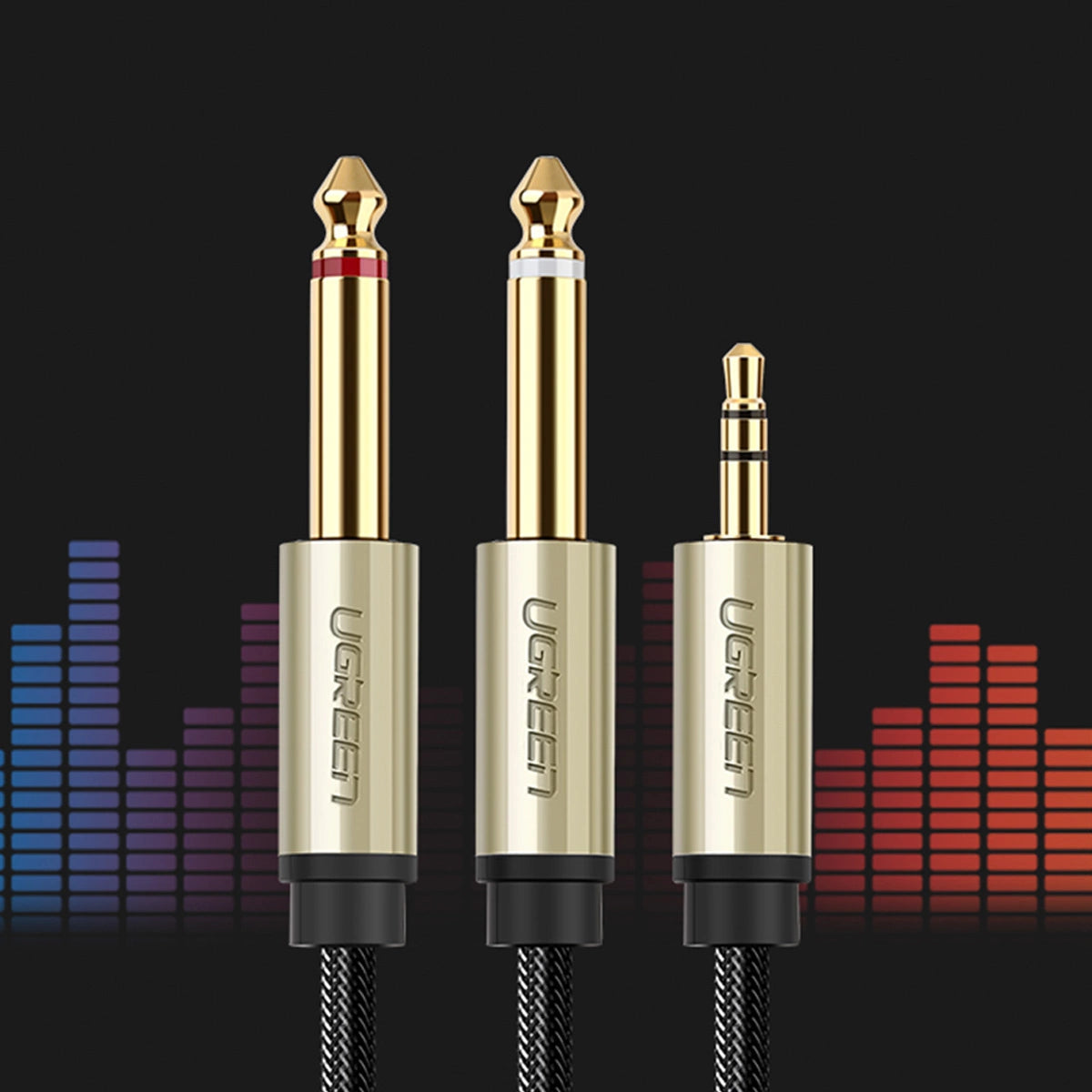 Ugreen audio kabel mini jack 3,5 mm - 2 x jack 6,35 mm 2 m grå (AV126)