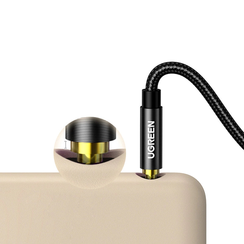 Ugreen audio kabel AUX vinklet minijack 3,5 mm 2m blå (AV112)