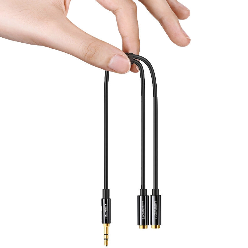 Ugreen kabel hovedtelefon splitter mini jack 3,5 mm - 2 x mini jack 3,5 mm (2 x stereo udgang) 20 cm hvid (AV134)