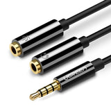 Ugreen kabel hovedtelefon splitter mini jack 3,5 mm - 2 x mini jack 3,5 mm (mikrofon + stereo udgang) sort (AV141)