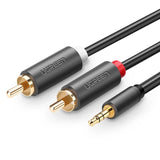 Ugreen AV102 10511 kabel 3,5 mm mini jack (mand) / 2RCA (mand) 1,5 m - grå