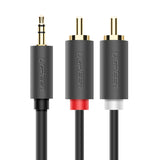 Ugreen AV102 10511 kabel 3,5 mm mini jack (mand) / 2RCA (mand) 1,5 m - grå
