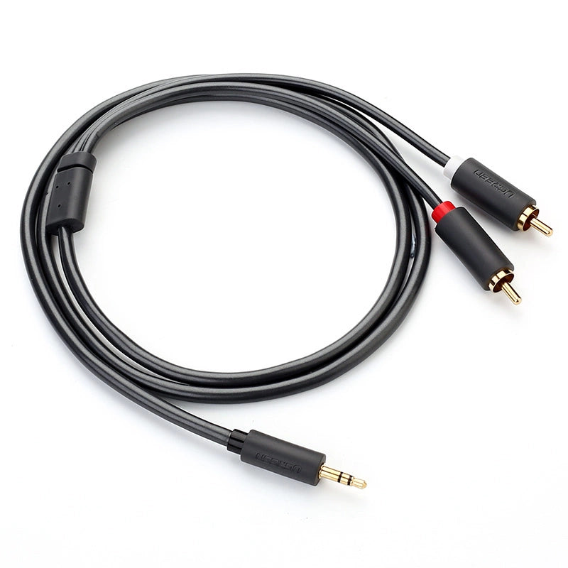 Ugreen AV102 10511 kabel 3,5 mm mini jack (mand) / 2RCA (mand) 1,5 m - grå