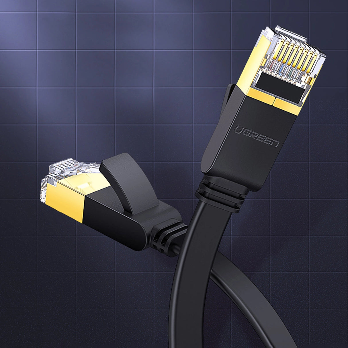 Ugreen Ethernet patch cord U/FTP Cat. 7 10Gb/s flad 0,5m sort (NW106)
