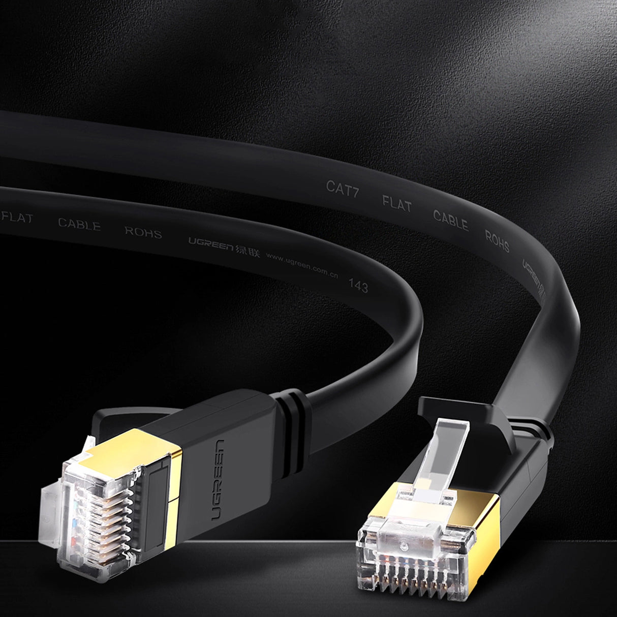 Ugreen Ethernet patch cord U/FTP Cat. 7 10Gb/s flad 0,5m sort (NW106)