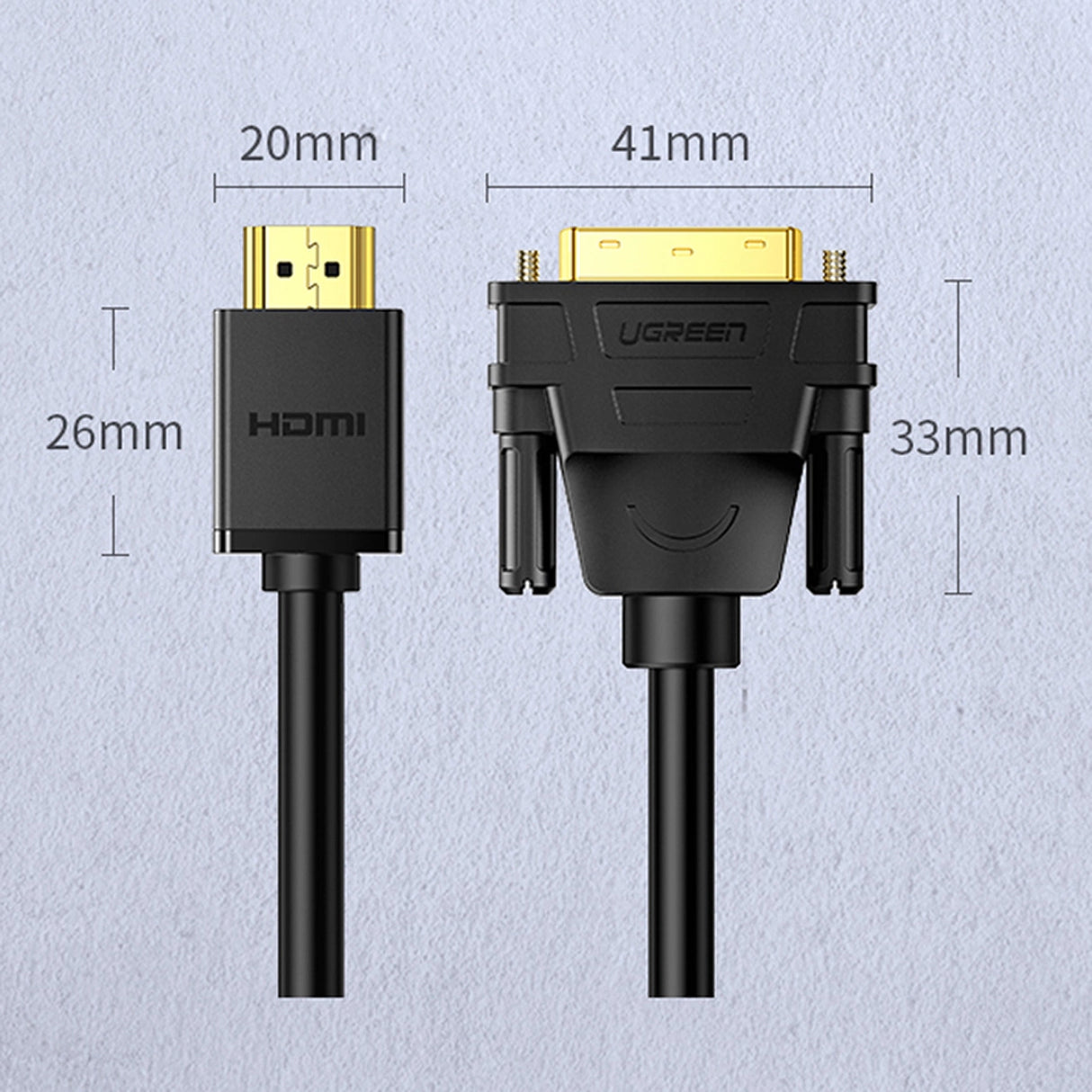 Grøn tovejs kabel HDMI - DVI 2m sort (HD106)