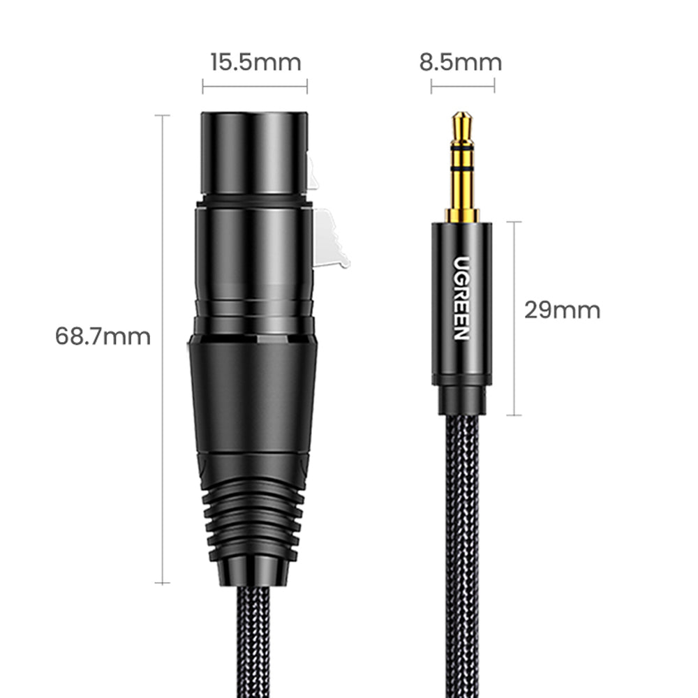 Ugreen lydkabel 3,5 mm mini jack (mandlig) - XLR (kvindelig) 1m sort (AV182)