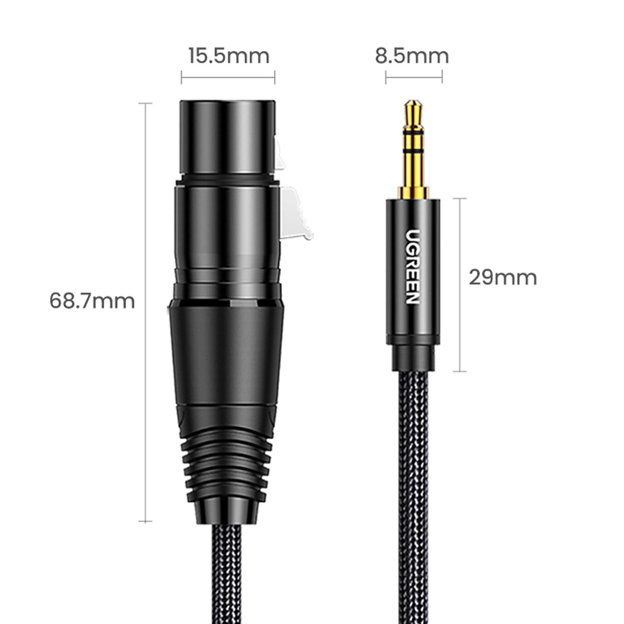 Ugreen lydkabel 3,5 mm mini jack (mandlig) - XLR (kvindelig) 1m sort (AV182)