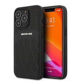 AMG AMHCP13LOSDBK iPhone 13 Pro / 13 6.1" sort/sort hårdkasse Læder Curved Lines