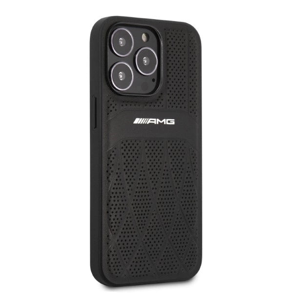 AMG AMHCP13LOSDBK iPhone 13 Pro / 13 6.1" sort/sort hårdkasse Læder Curved Lines