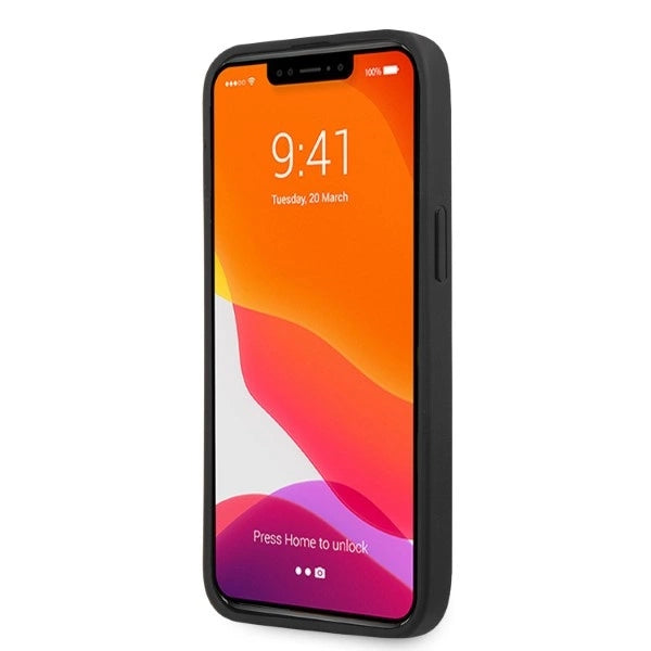 AMG AMHCP13LOSDBK iPhone 13 Pro / 13 6.1" sort/sort hårdkasse Læder Curved Lines