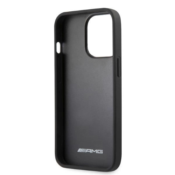 AMG AMHCP13LOSDBK iPhone 13 Pro / 13 6.1" sort/sort hårdkasse Læder Curved Lines