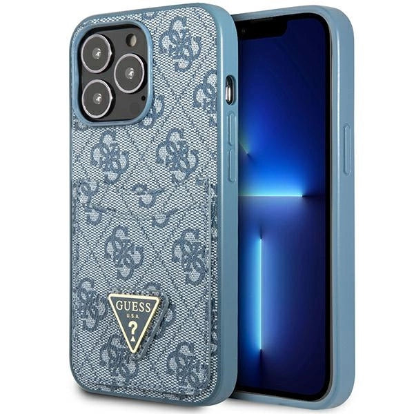 Guess 4G Triangle Logo Cardslot Case til iPhone 13 Pro / 13 - Blå