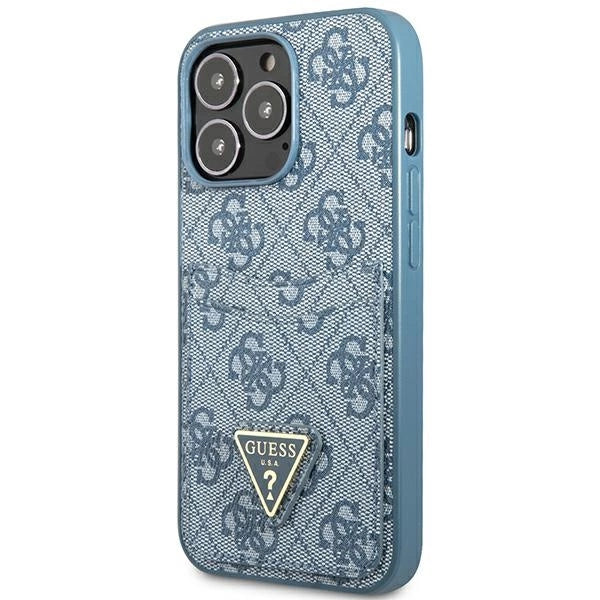 Guess 4G Triangle Logo Cardslot Case til iPhone 13 Pro / 13 - Blå