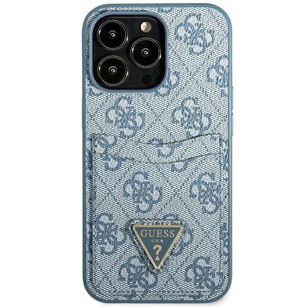 Guess 4G Triangle Logo Cardslot Case til iPhone 13 Pro / 13 - Blå