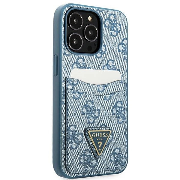 Guess 4G Triangle Logo Cardslot Case til iPhone 13 Pro / 13 - Blå
