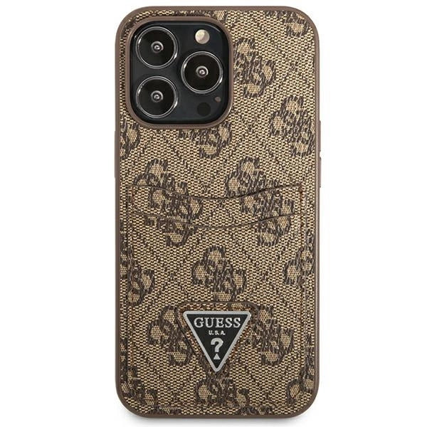 Guess 4G Triangle Logo Cardslot Case til iPhone 13 Pro / 13 - Brunt