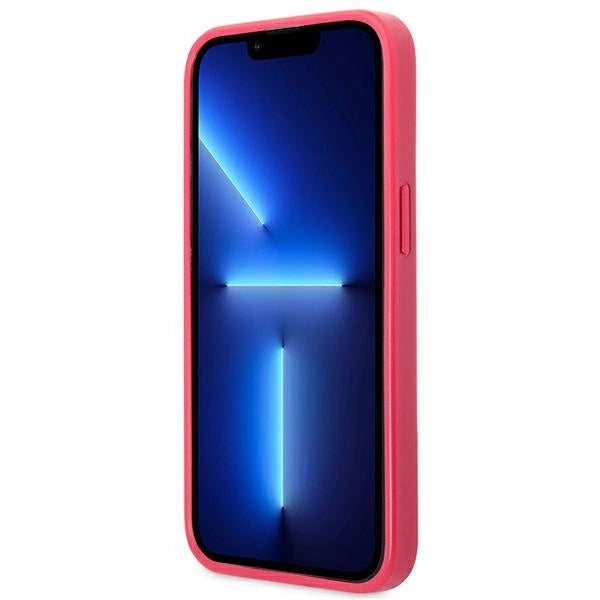 Guess Saffiano 4G Small Metal Logo-hylster til iPhone 13 Pro / 13 - pink