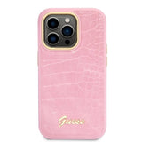Guess Croco Collection æske til iPhone 14 Pro - pink