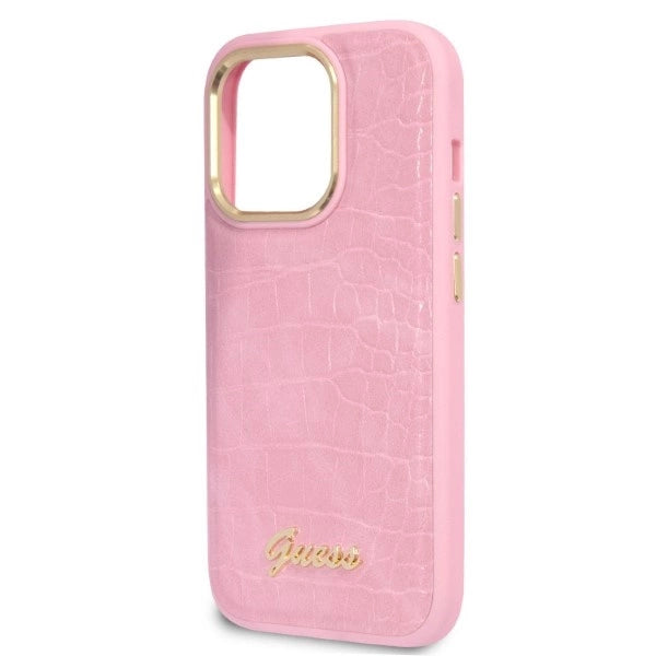 Guess Croco Collection æske til iPhone 14 Pro - pink