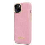 Guess Croco Collection æske til iPhone 14 Plus - pink