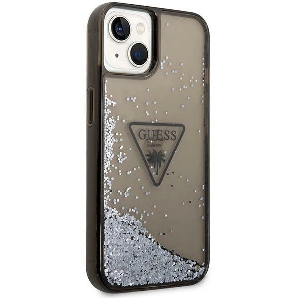 Guess GUHCP14SLFCTPK iPhone 14 6.1" sort/sort hardcase Liquid Glitter Palm Collection