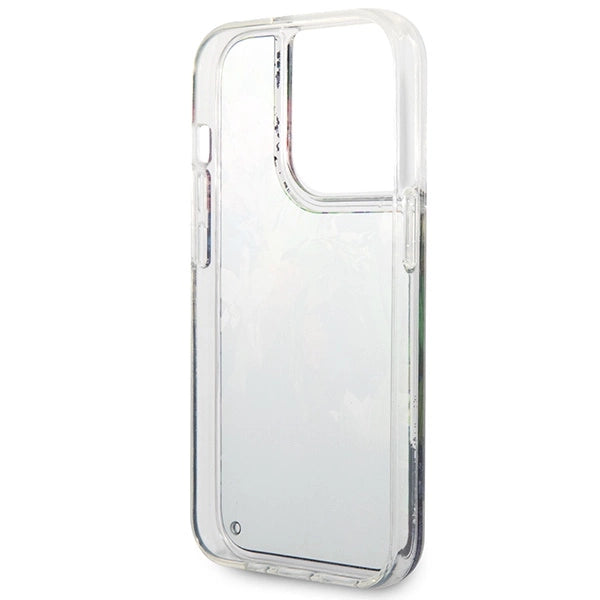 Guess Flower Liquid Glitter case til iPhone 14 Pro Max - blå