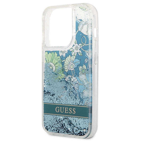Guess Flower Liquid Glitter case til iPhone 14 Pro Max - grøn