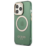Guess GUHMP13LHTCMA iPhone 13 Pro / 13 6.1" grøn/khaki hårdkasse Guld Outline Translucent MagSafe