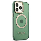 Guess GUHMP13LHTCMA iPhone 13 Pro / 13 6.1" grøn/khaki hårdkasse Guld Outline Translucent MagSafe