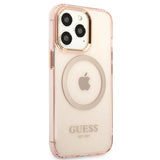 Guess GUHMP13LHTCMP iPhone 13 Pro / 13 6.1" pink/pink hard case Gold Outline Translucent MagSafe