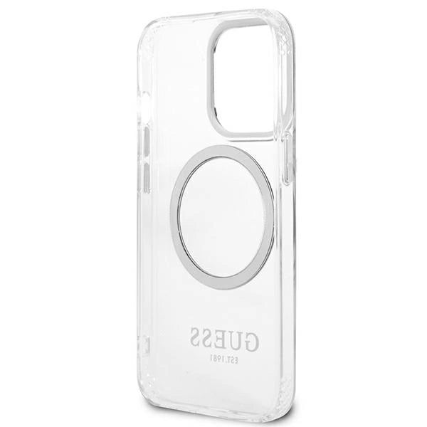 Guess Metal Outline MagSafe-hylster til iPhone 13 Pro / iPhone 13 - sølv