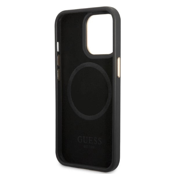 Guess GUHMP13LSAPSTK iPhone 13 Pro / 13 6.1" sort/sort hardcase Peony Logo Plade MagSafe