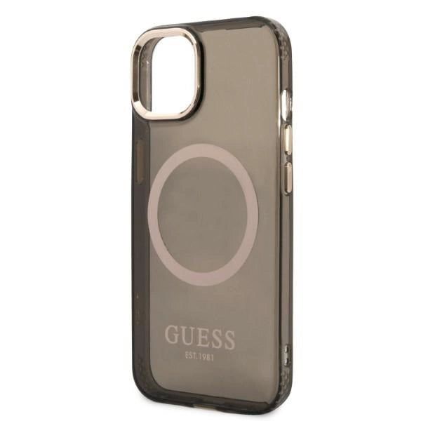 Guess Gold Outline Gennemskinnelig MagSafe-hylster til iPhone 13 - sort