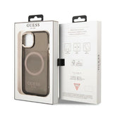 Guess Gold Outline Gennemskinnelig MagSafe-hylster til iPhone 13 - sort