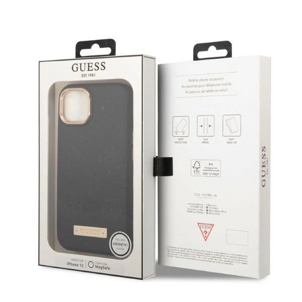 Guess GUHMP13MSAPSTK iPhone 13 6.1" sort/sort hårdkasse Peony Logo Plade MagSafe