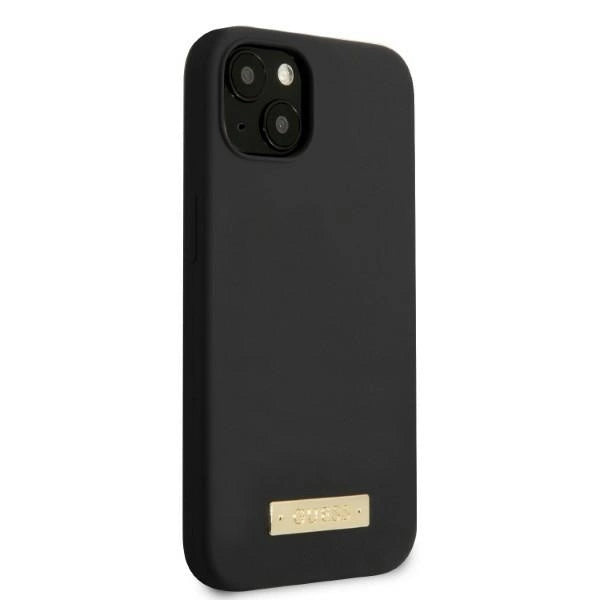 Guess Silicone Logo Plate MagSafe-kasse til iPhone 13 mini - sort