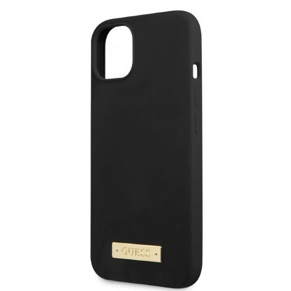 Guess Silicone Logo Plate MagSafe-kasse til iPhone 13 mini - sort